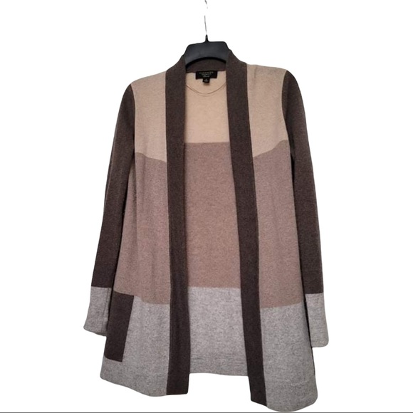 Charter Club Luxury Cashmere Cardigan ~ Color Block - Picture 1 of 3